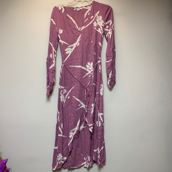 O'Neill Dresses & Skirts - O'Neill Maxi Dress Womens XS Mauve Purple Excellent Floral Wrap V-Neck Boho